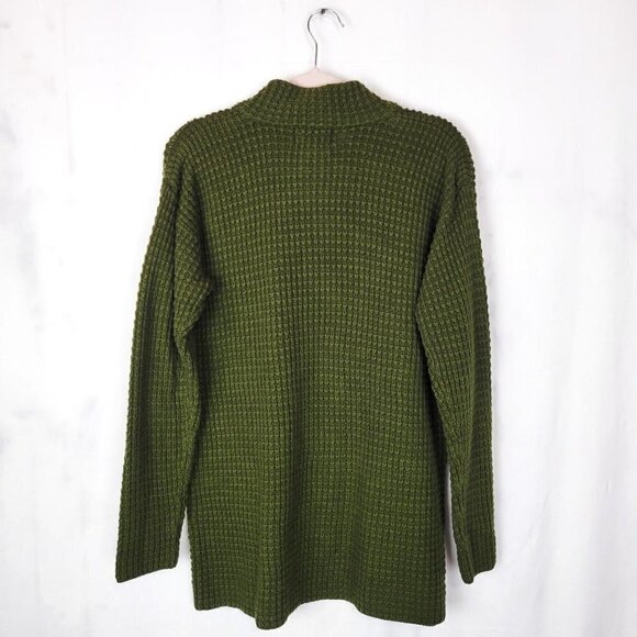 Vintage Forenza Forest Green Chunky Waffle Knit Long Oversized Quarter Zip Sweat - Picture 2 of 4